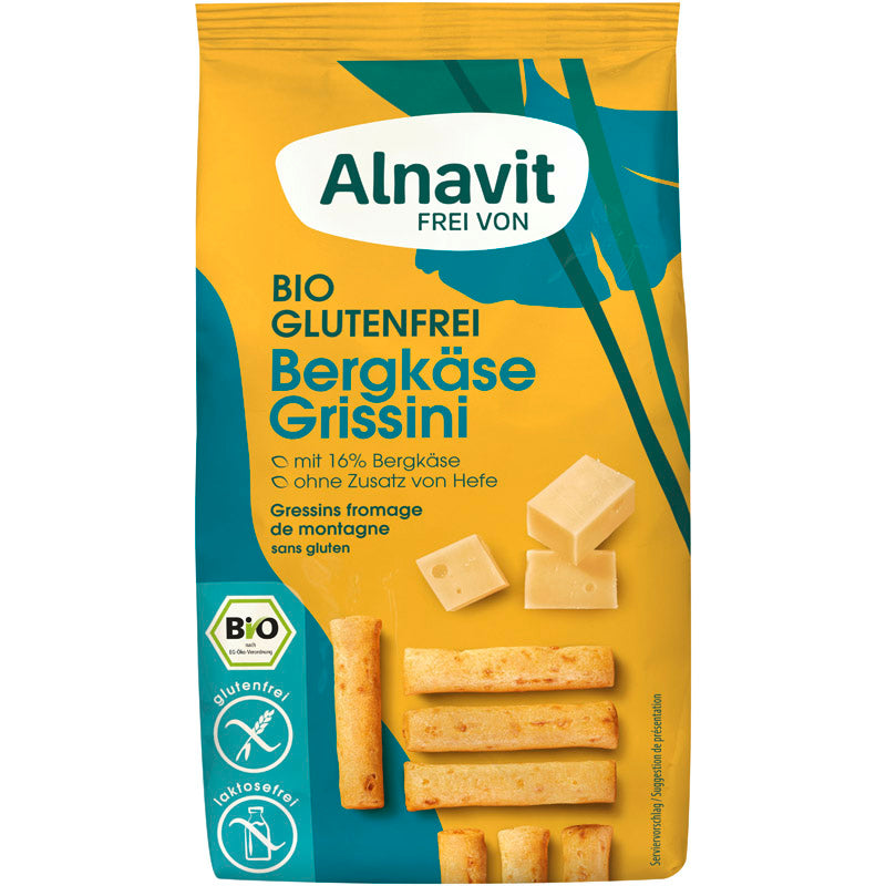 Alnavit Bergkäse Grissini ohne Hefe glutenfrei weizenfrei laktosefrei