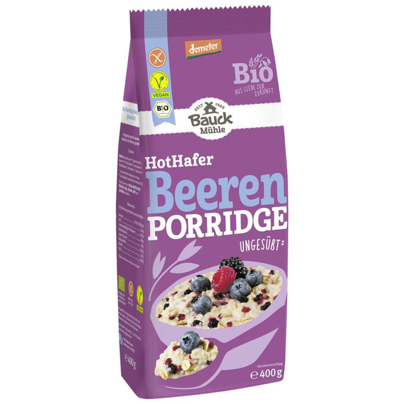 Bauck Mühle Bauckhof Hot Hafer Beeren Porridge glutenfrei weizenfrei bio vegan