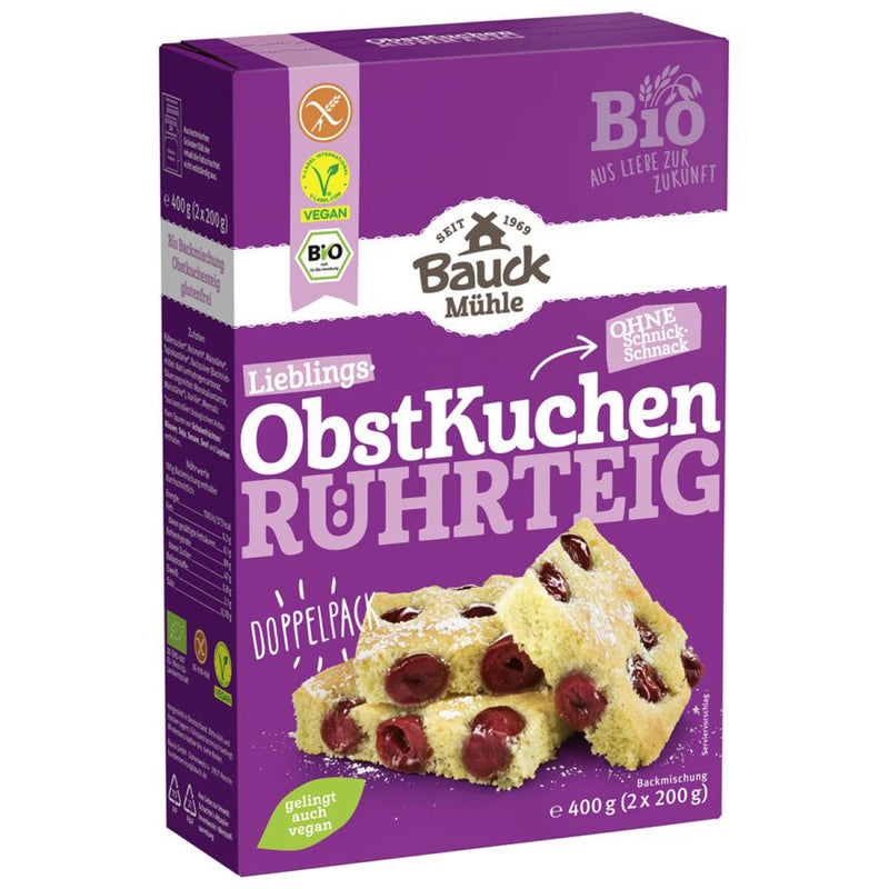 Bauck Mühle Bauckhof Obstkuchen Backmischung glutenfrei weizenfrei bio vegan